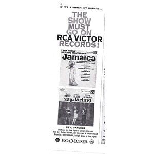 Vintage RCA Victor Jamaica Say Darling Original Cast Print Advertisement 1959